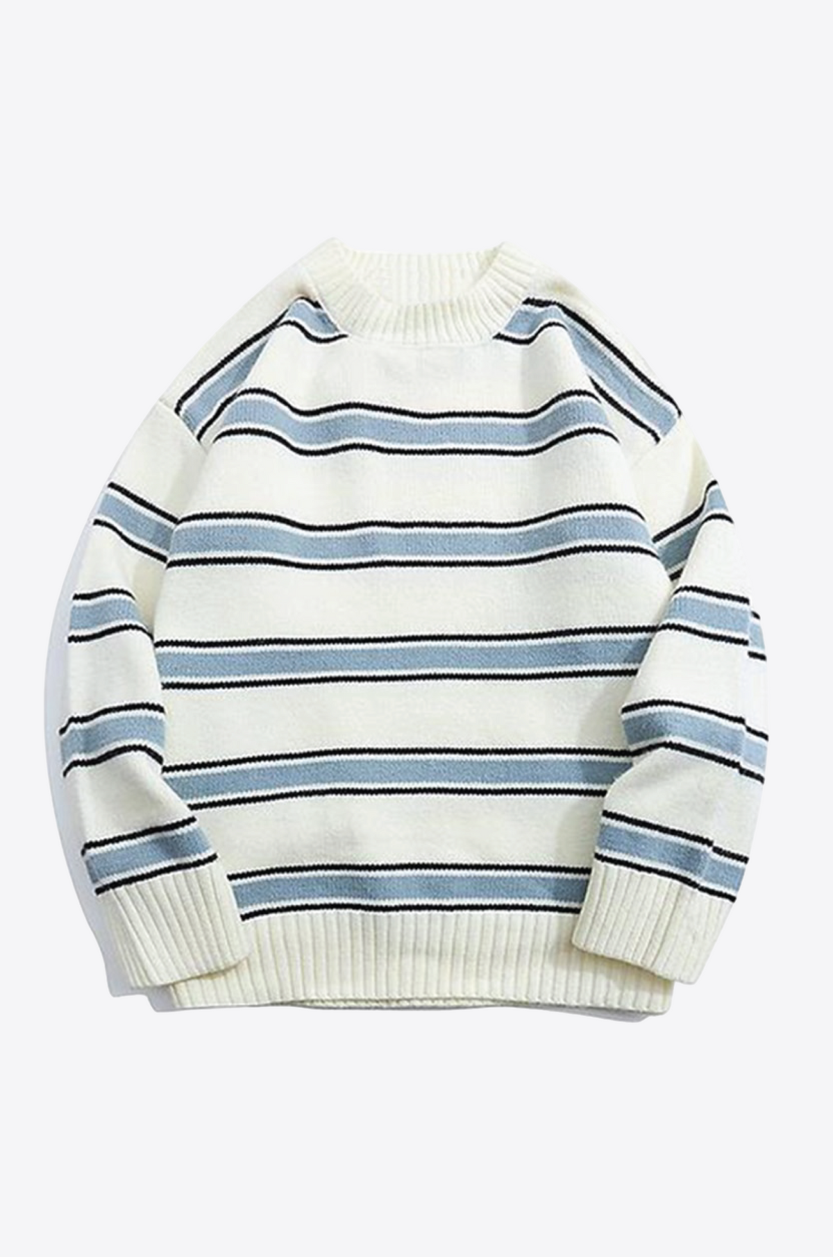 Azure Lake Stripes Wool Men's Sweater | Hypoallergenic - Allergy Friendly - Naturally Free