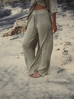 THE HAND LOOM Skye Palazzo 100% Organic Cotton Womens Pants - Khaki Green