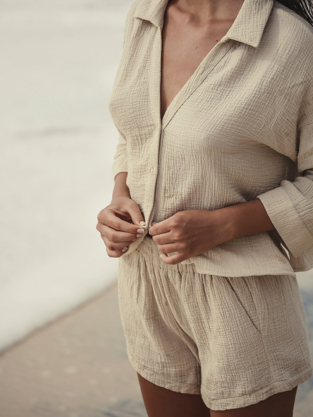 THE HAND LOOM Echo Mini Shirt - Oatmeal