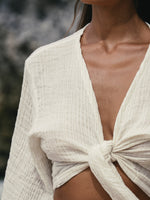 THE HAND LOOM Bali Wrap Top - Natural With Gold Stripes