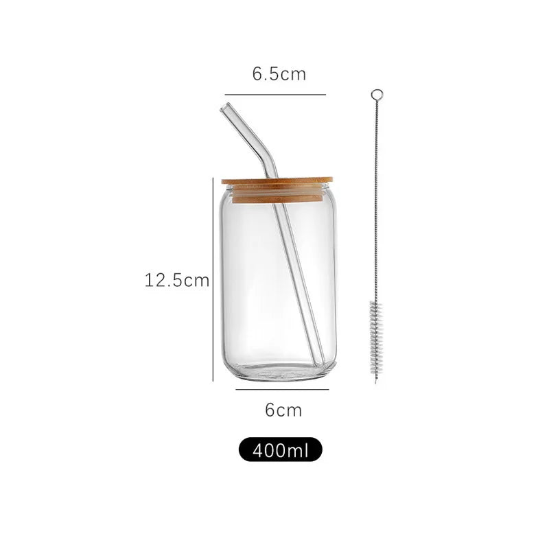 Bamboo Crystal Glass Cup With Bamboo Lid and Glass Straw | Hypoallergenic - Allergy Friendly - Naturally Free