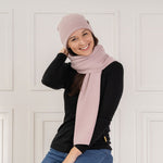 MENIQUE Women's Knit Beanie & Scarf 2-Piece Cashmere Blend