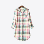 Bloom Oasis Plaid 100% Cotton Lounge Nightgown | Hypoallergenic - Allergy Friendly - Naturally Free