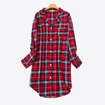 Bloom Oasis Plaid 100% Cotton Lounge Nightgown | Hypoallergenic - Allergy Friendly - Naturally Free