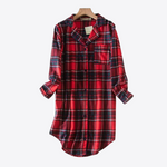 Bloom Oasis Plaid 100% Cotton Lounge Nightgown | Hypoallergenic - Allergy Friendly - Naturally Free