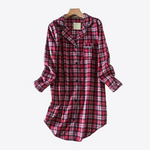 Bloom Oasis Plaid 100% Cotton Lounge Nightgown | Hypoallergenic - Allergy Friendly - Naturally Free