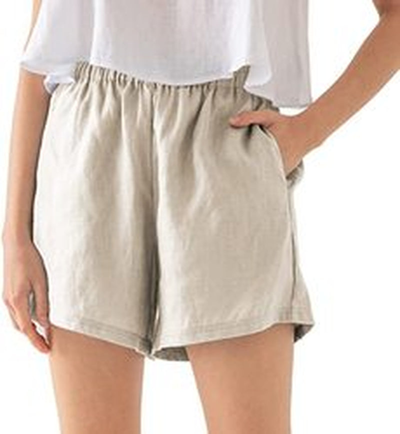Blossom Haven High Waist 100% Linen Lounge Shorts | Hypoallergenic - Allergy Friendly - Naturally Free