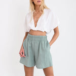 Blossom Haven High Waist 100% Linen Lounge Shorts | Hypoallergenic - Allergy Friendly - Naturally Free