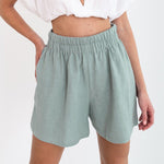 Blossom Haven High Waist 100% Linen Lounge Shorts | Hypoallergenic - Allergy Friendly - Naturally Free