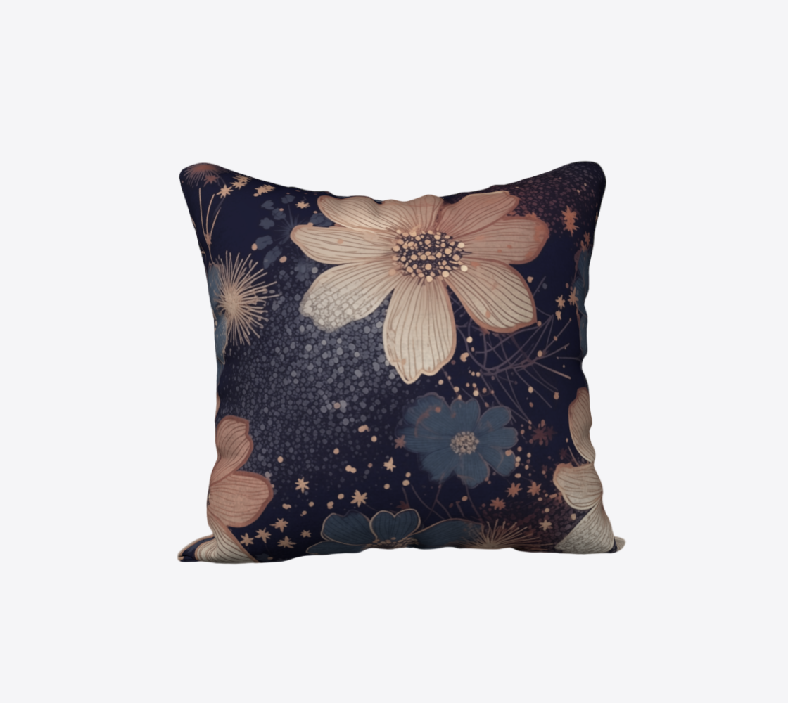 Blue Monarch Floral 100% Cotton Throw Pillow | Hypoallergenic - Allergy Friendly - Naturally Free