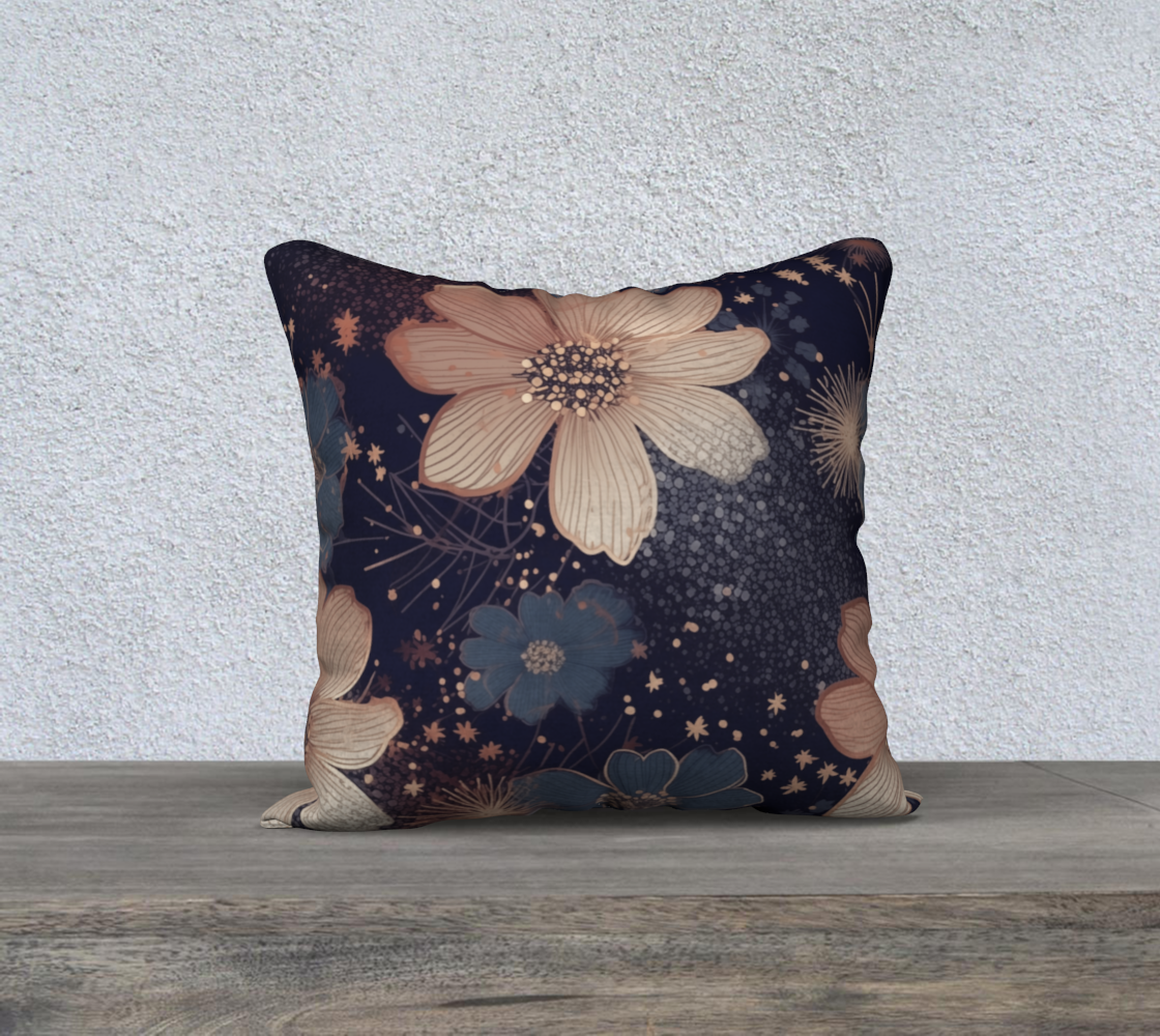 Blue Monarch Floral 100% Cotton Throw Pillow | Hypoallergenic - Allergy Friendly - Naturally Free