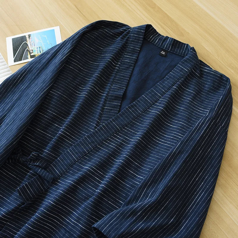 Blue Rivers Kimono Short Sleeves 100% Cotton Mens Pajama Set | Hypoallergenic - Allergy Friendly - Naturally Free