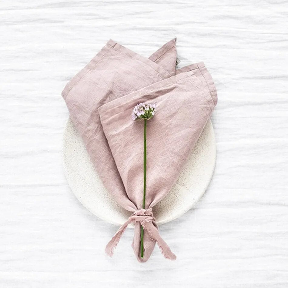 Blueberry Bliss 4Pcs 100% Linen Napkins | Hypoallergenic - Allergy Friendly - Naturally Free