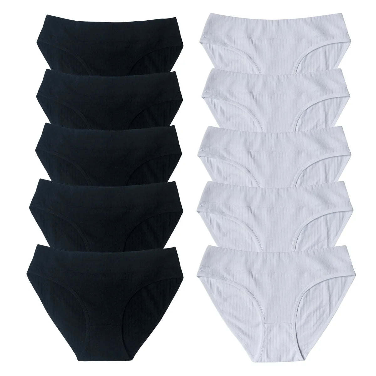 Blueberry Harvest 10Pcs Stripes Cotton Womens Underwear | Hypoallergenic - Allergy Friendly - Naturally Free