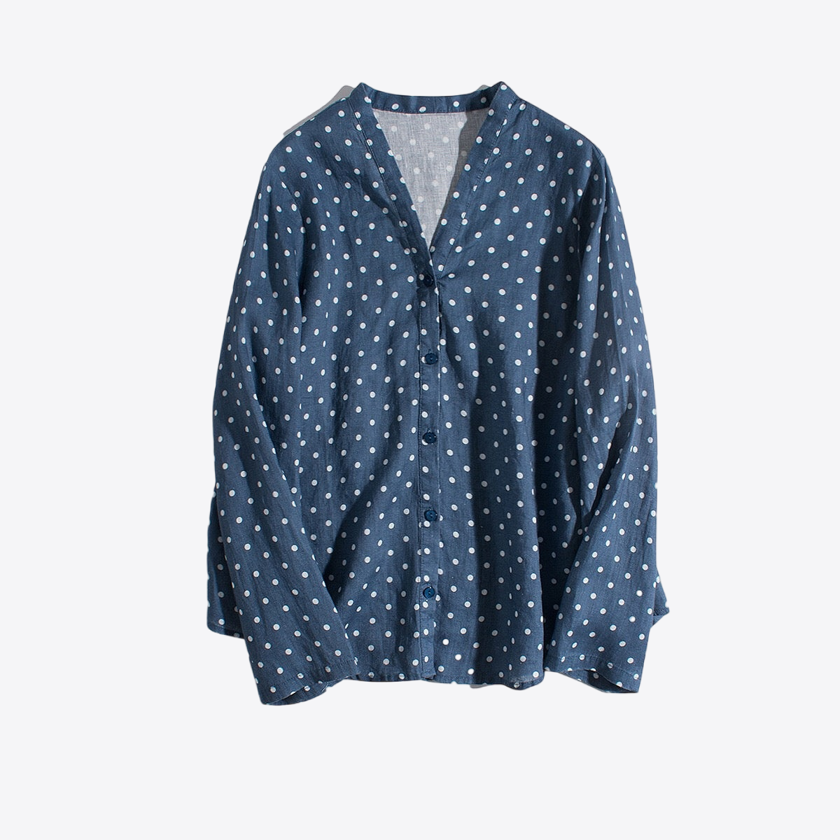 Blueberry Melon Harvest Dots 100% Linen Blouse | Hypoallergenic - Allergy Friendly - Naturally Free