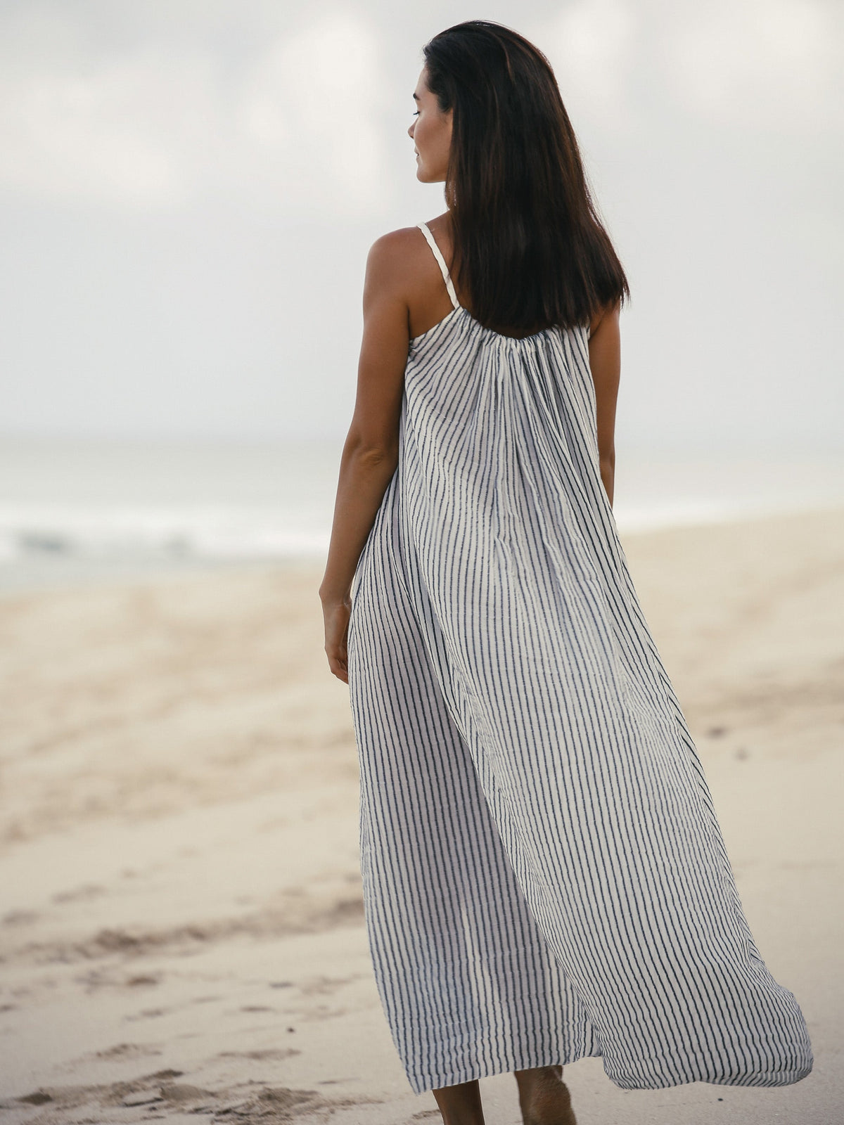 THE HAND LOOM Breeze Beach 100% Organic Cotton Womens Dress Stripes