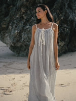 THE HAND LOOM Breeze Beach 100% Organic Cotton Womens Dress Stripes