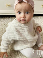 Brown Sugar Round Neck 100% Cotton Baby Girls Sweater | Hypoallergenic - Allergy Friendly - Naturally Free