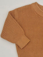 Brown Sugar Round Neck 100% Cotton Baby Girls Sweater | Hypoallergenic - Allergy Friendly - Naturally Free