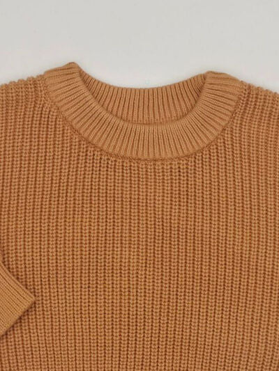 Brown Sugar Round Neck 100% Cotton Baby Girls Sweater | Hypoallergenic - Allergy Friendly - Naturally Free
