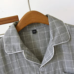 Calm Comfort Plaid Short Sleeves 100% Cotton Mens Pajama Set | Hypoallergenic - Allergy Friendly - Naturally Free