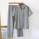 Calm Comfort Plaid Short Sleeves 100% Cotton Mens Pajama Set | Hypoallergenic - Allergy Friendly - Naturally Free