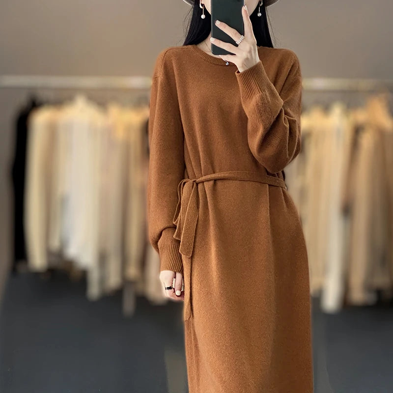 Camel Dusk Knit Cashmere Dress | Hypoallergenic - Allergy Friendly - Naturally Free