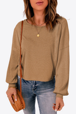 Caramel Apple Solid Viscose Crew Knit Sweater | Hypoallergenic - Allergy Friendly - Naturally Free