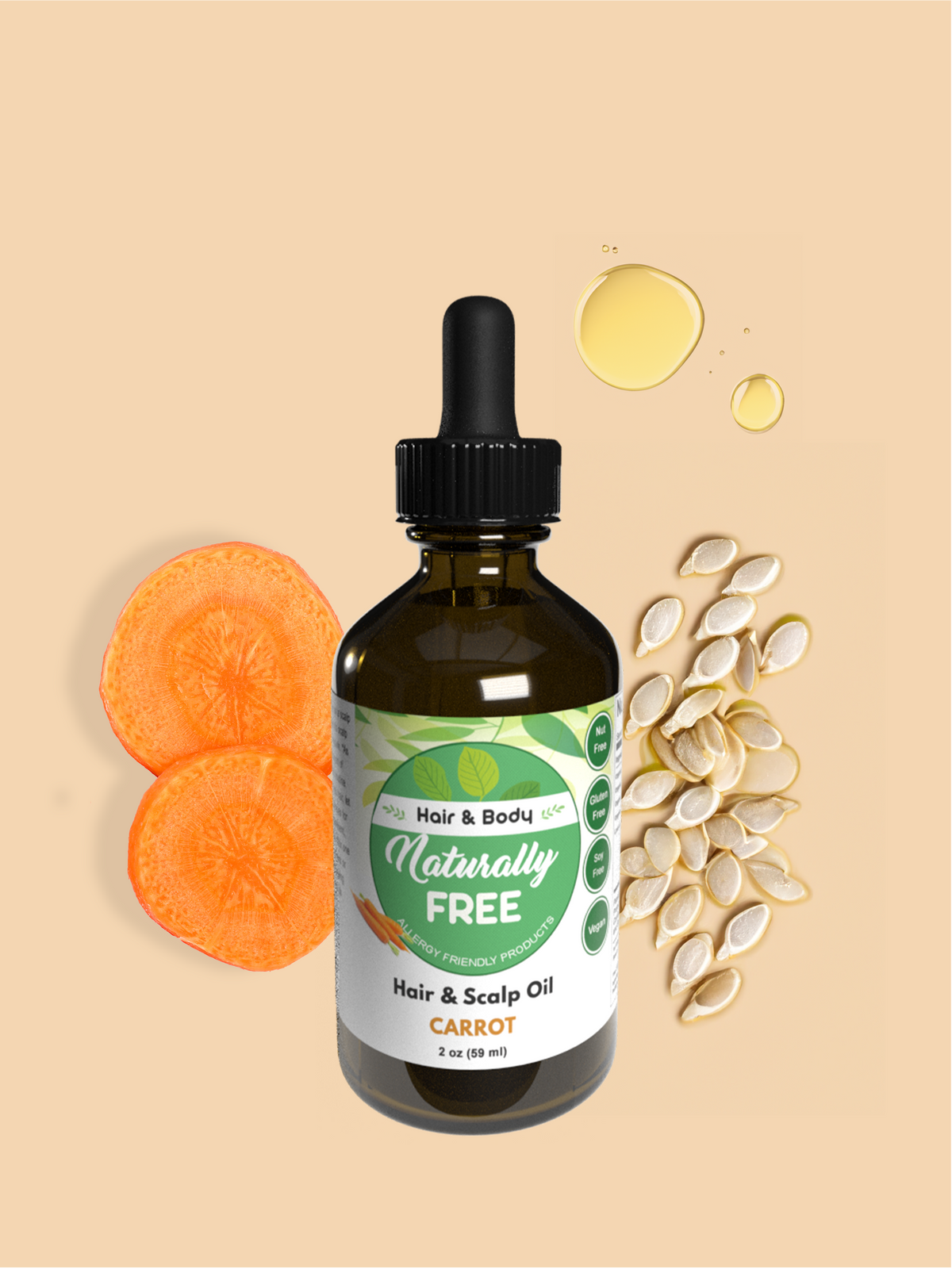 Carrot Hair & Scalp Growth Oil | Hypoallergenic - Allergy Friendly - Naturally Free