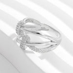 Celestial Eclipse Crisscross Zircon Sterling Silver Ring | Hypoallergenic - Allergy Friendly - Naturally Free