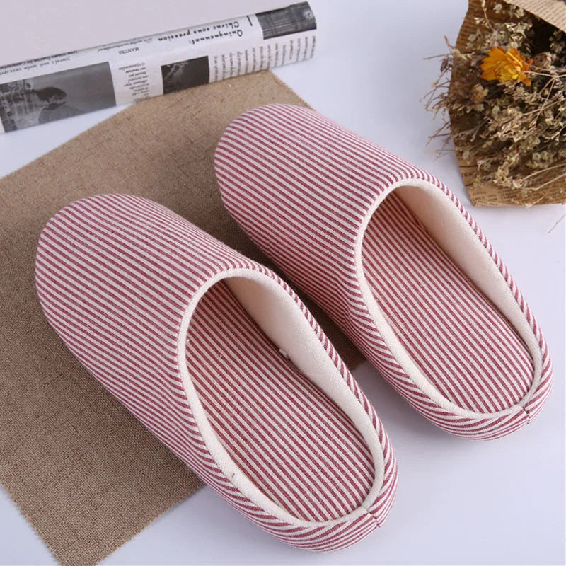 Cinnamon Sienna Stripes Indoor Cotton Womens Slippers | Hypoallergenic - Allergy Friendly - Naturally Free