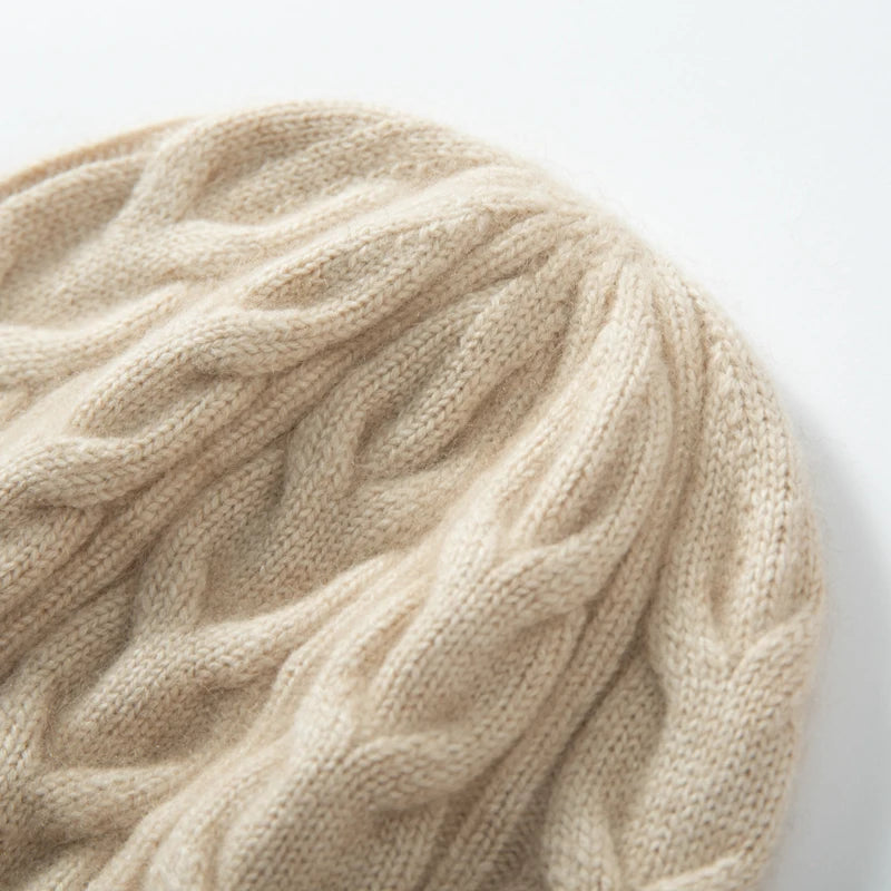 Cinnamon Spice Knit Cashmere Beanie Hat | Hypoallergenic - Allergy Friendly - Naturally Free