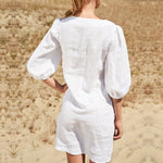 Citrus Grove Ruffled Long Sleeve 100% Linen Dress | Hypoallergenic - Allergy Friendly - Naturally Free