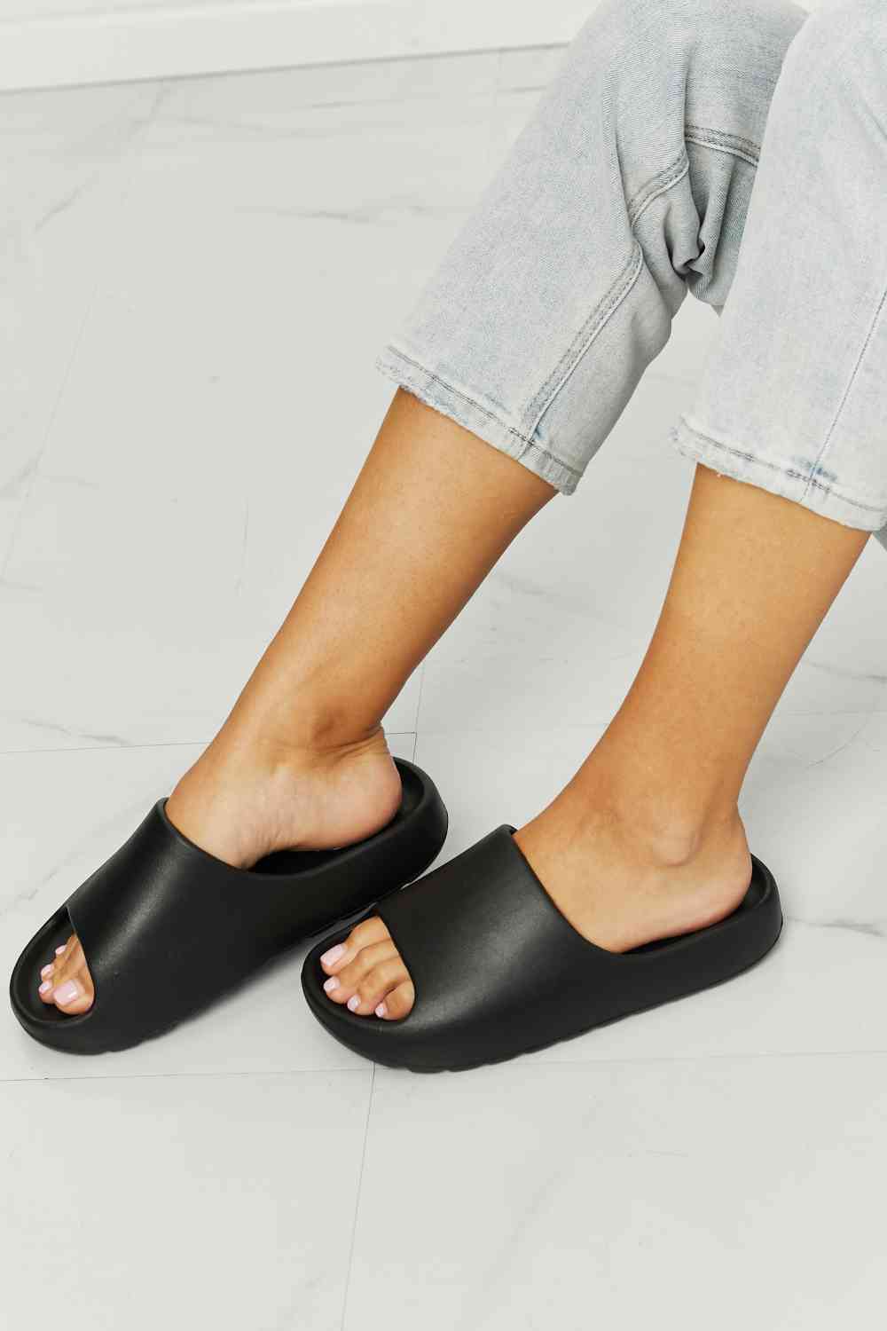 Cloud Comfort Noir Slides Faux Rubber Womens Sandals | Hypoallergenic - Allergy Friendly - Naturally Free