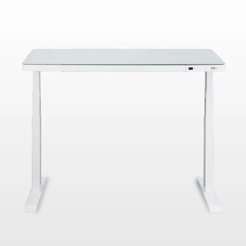 Clouded Canopy Adjustable Glass Metal Standing Study Desk With Drawer | Hypoallergenic - Allergy Friendly - Naturally Free