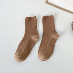 Cocoa Mocha Ribbed Tube Cotton Socks | Hypoallergenic - Allergy Friendly - Naturally Free