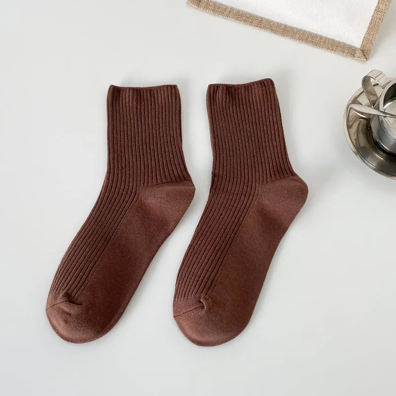 Cocoa Mocha Ribbed Tube Cotton Socks | Hypoallergenic - Allergy Friendly - Naturally Free