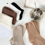 Cocoa Mocha Ribbed Tube Cotton Socks | Hypoallergenic - Allergy Friendly - Naturally Free