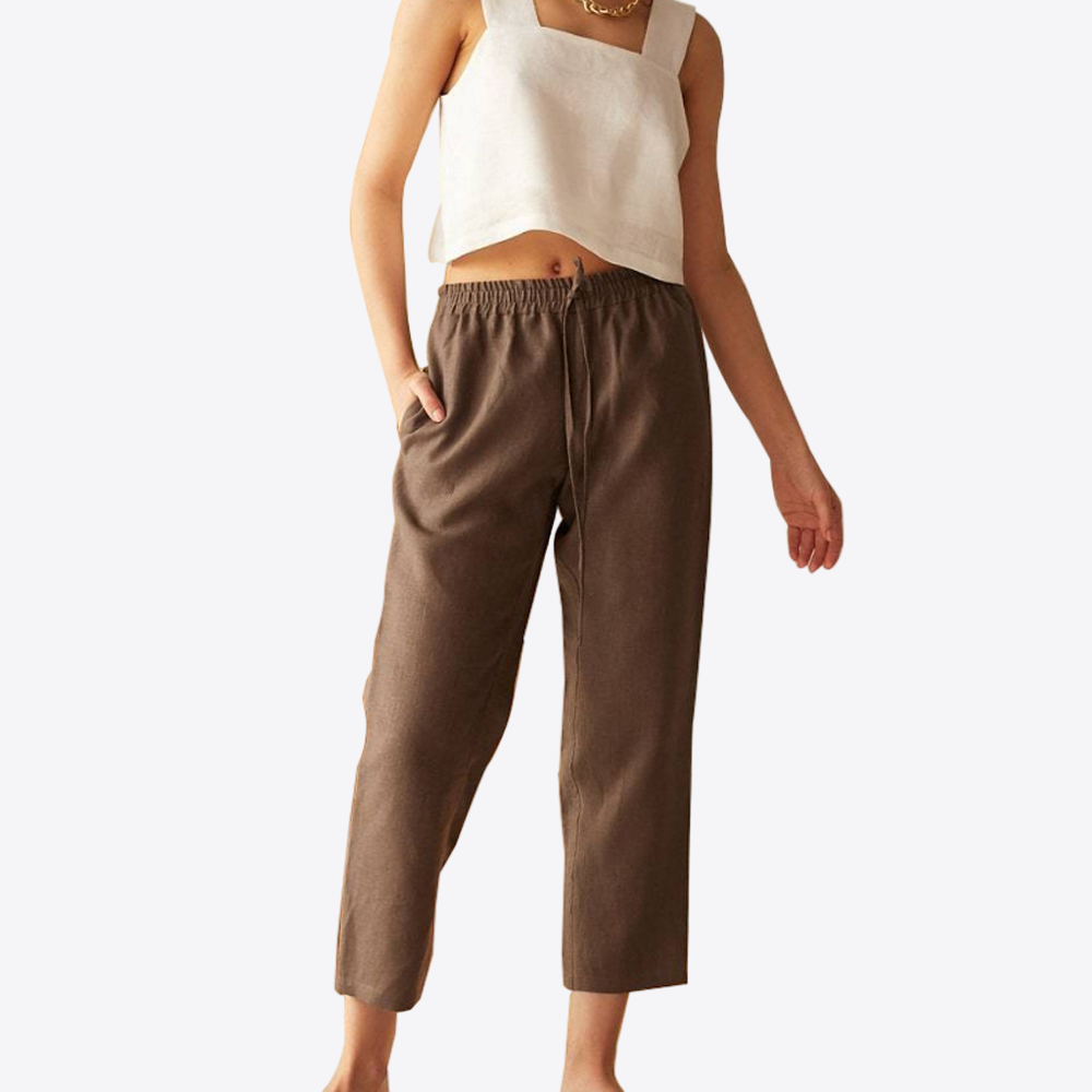 Cocoa Pear Ankle 100% Linen Pants | Hypoallergenic - Allergy Friendly - Naturally Free