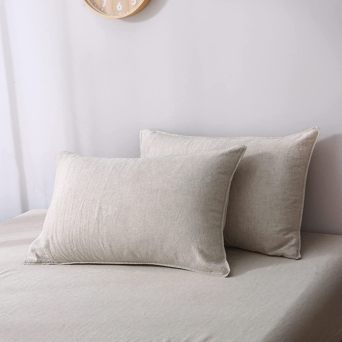 Comfort Oasis Solid 2Pcs 100% Linen Pillowcases | Hypoallergenic - Allergy Friendly - Naturally Free