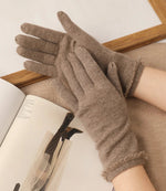 Cozy Cocoa Knit Cuff Cashmere Womens Gloves | Hypoallergenic - Allergy Friendly - Naturally Free