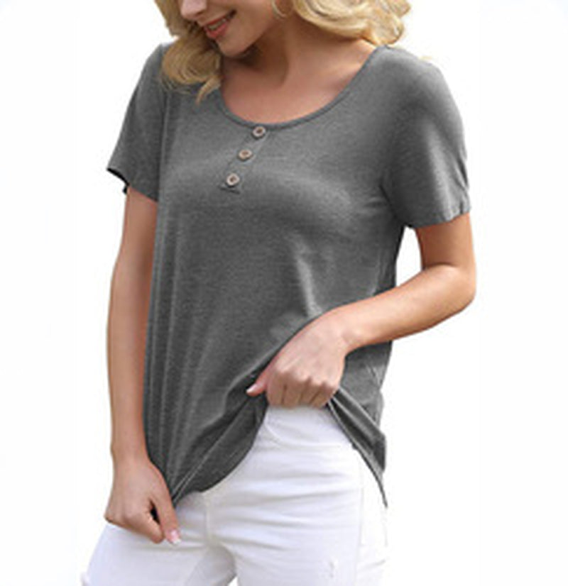 Crew Neck Cotton Mixed Short Sleeve Designer Organic Cotton Blank T-Shirt for Women | Hypoallergenic - Allergy Friendly - Naturally Free