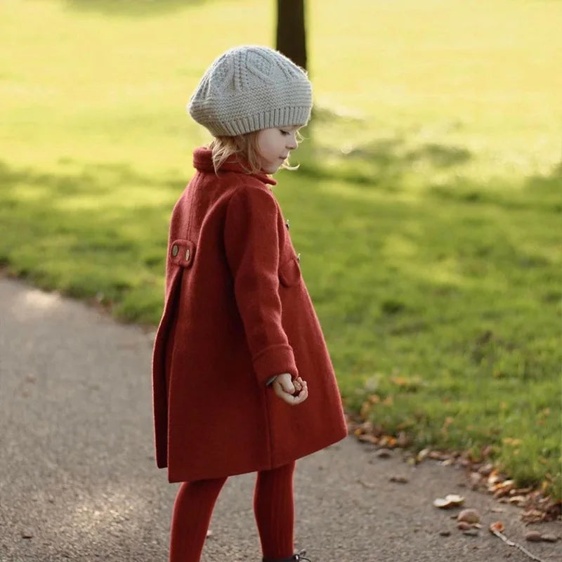 Crimson Frost Double Sided Cashmere Girls Coat | Hypoallergenic - Allergy Friendly - Naturally Free