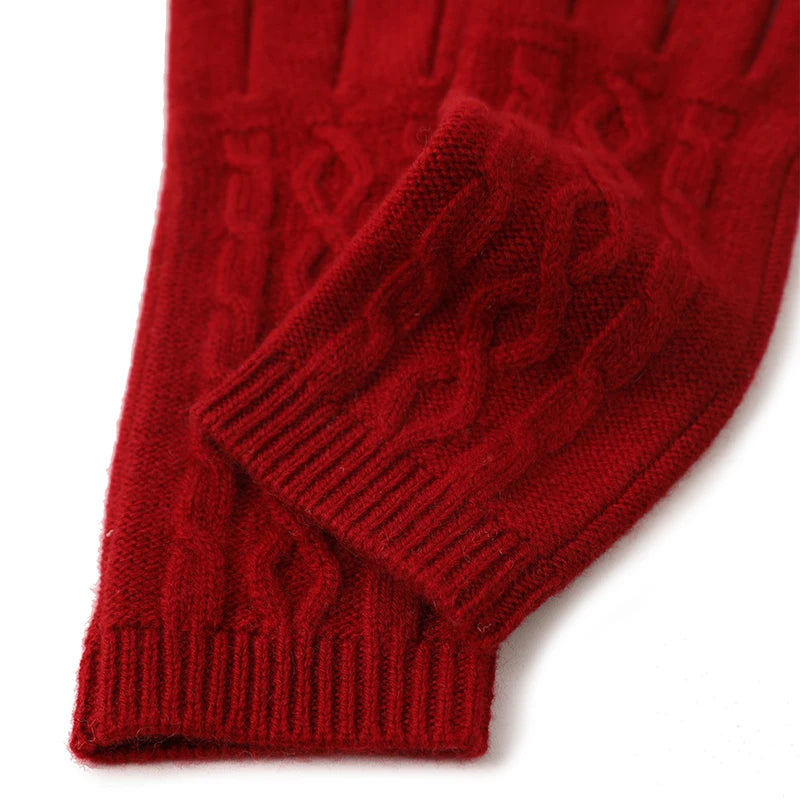 Crimson Ice Knit Cashmere Womens Gloves | Hypoallergenic - Allergy Friendly - Naturally Free