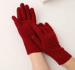 Crimson Ice Knit Cashmere Womens Gloves | Hypoallergenic - Allergy Friendly - Naturally Free