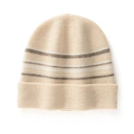 Crimson River Stripes Knit Cashmere Beanie Hat | Hypoallergenic - Allergy Friendly - Naturally Free