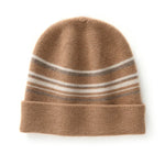 Crimson River Stripes Knit Cashmere Beanie Hat | Hypoallergenic - Allergy Friendly - Naturally Free