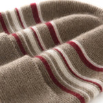 Crimson River Stripes Knit Cashmere Beanie Hat | Hypoallergenic - Allergy Friendly - Naturally Free