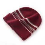 Crimson River Stripes Knit Cashmere Beanie Hat | Hypoallergenic - Allergy Friendly - Naturally Free