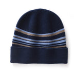 Crimson River Stripes Knit Cashmere Beanie Hat | Hypoallergenic - Allergy Friendly - Naturally Free